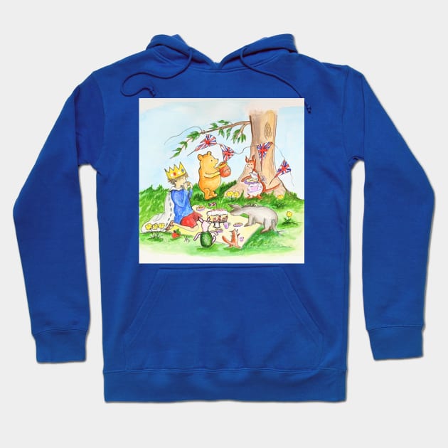 Winnie The Pooh Coronation Tea Party Hoodie by Yvonne Flannery